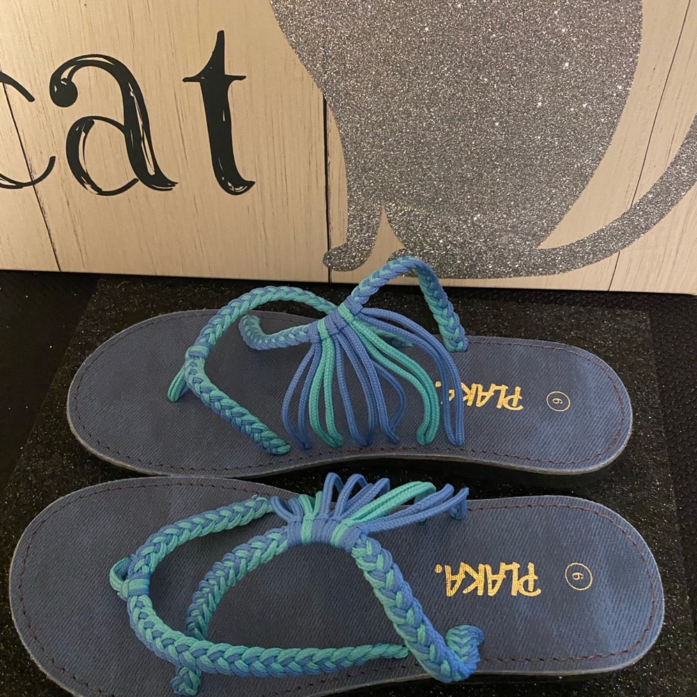 Plaka  sandals from Africa “ hand made “ two tone blues
